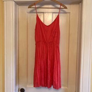 EUC coral pink v neck spaghetti strap dress size L